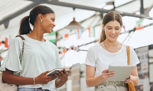 Two students at a networking fair